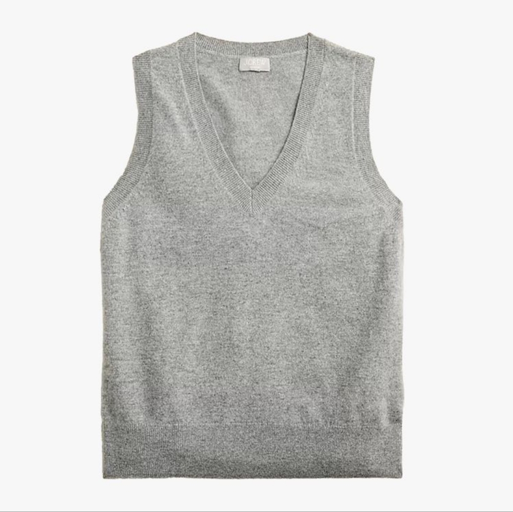 J Crew Cashmere V Neck Sweater Vest Fall 2024 Gray XSmall